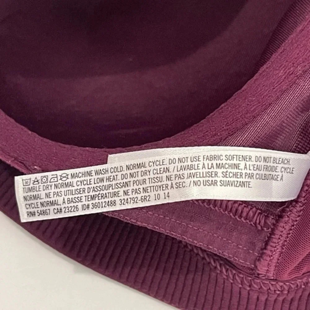 Victoria’s Secret VSX Sport Bra 34B Purple Front Closure Zip Underwire Racerback - Picture 14 of 15
